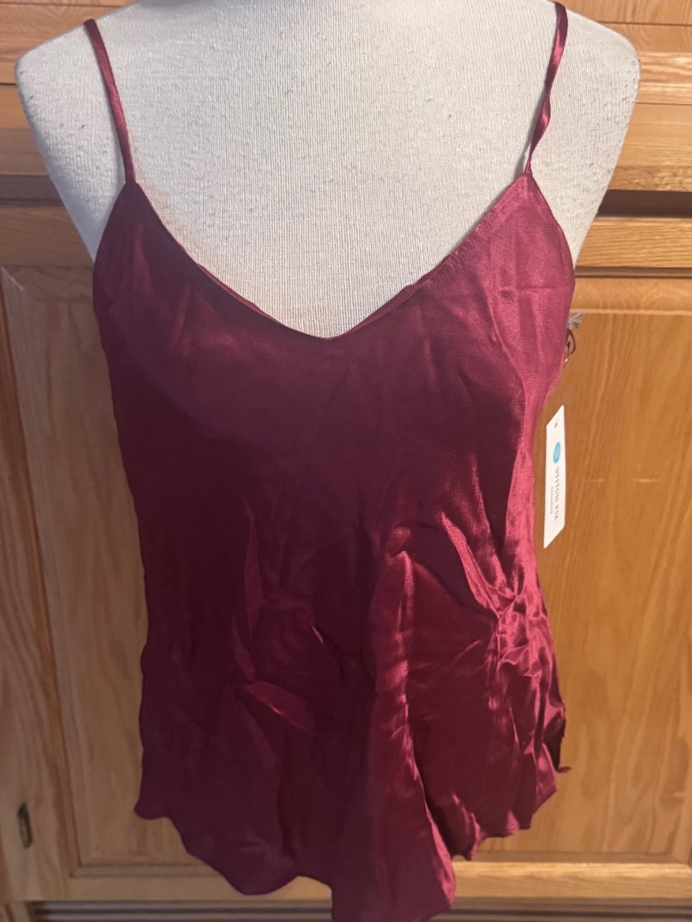 New Women's Nine Britton Harlo Satin Cami Burgundy Medium Adjustable Straps